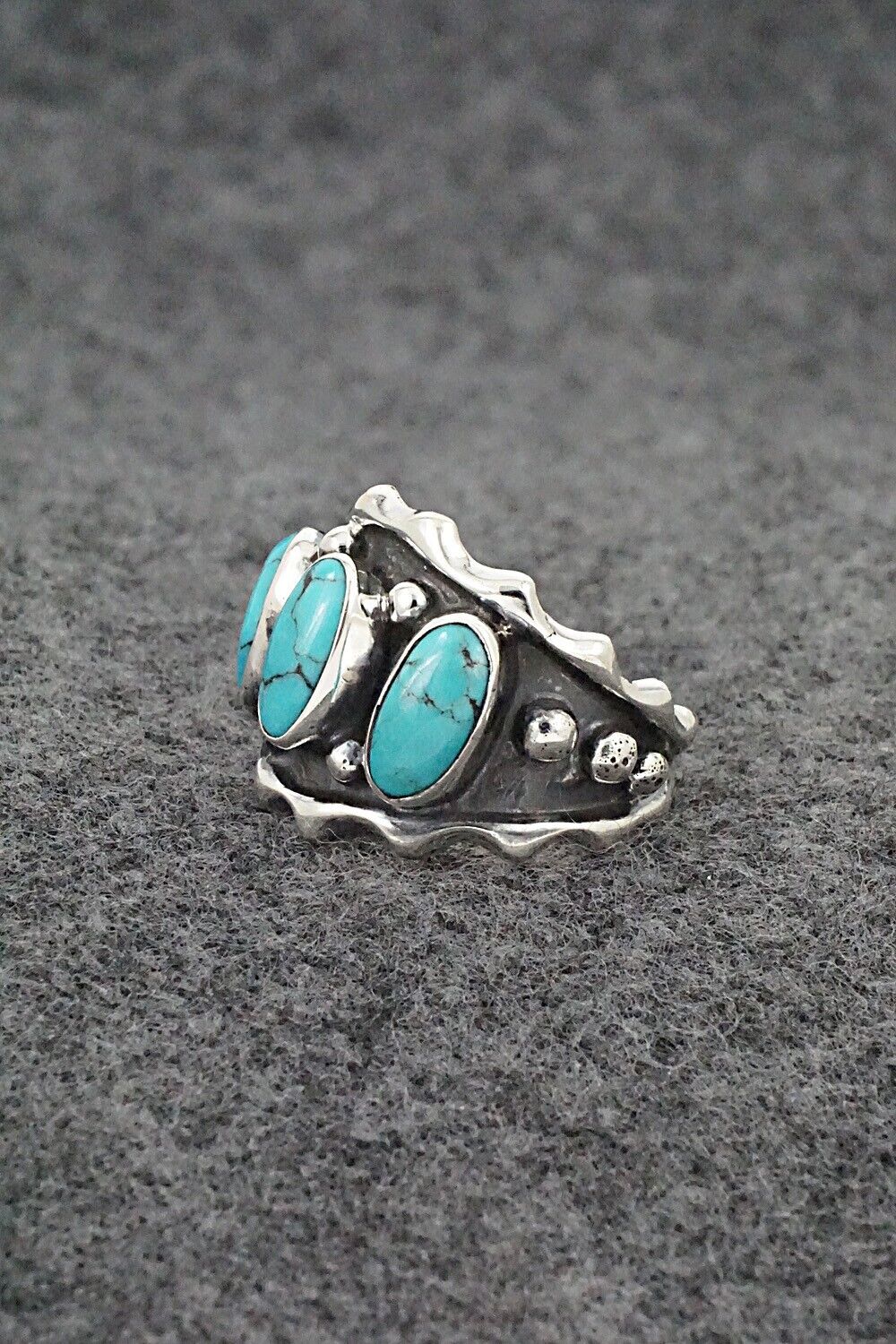 Turquoise & Sterling Silver Ring - Andrew Vandever - Size 7.75