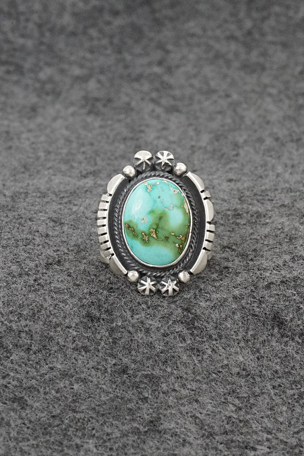 Turquoise & Sterling Silver Ring - Samuel Yellowhair - Size 7.5
