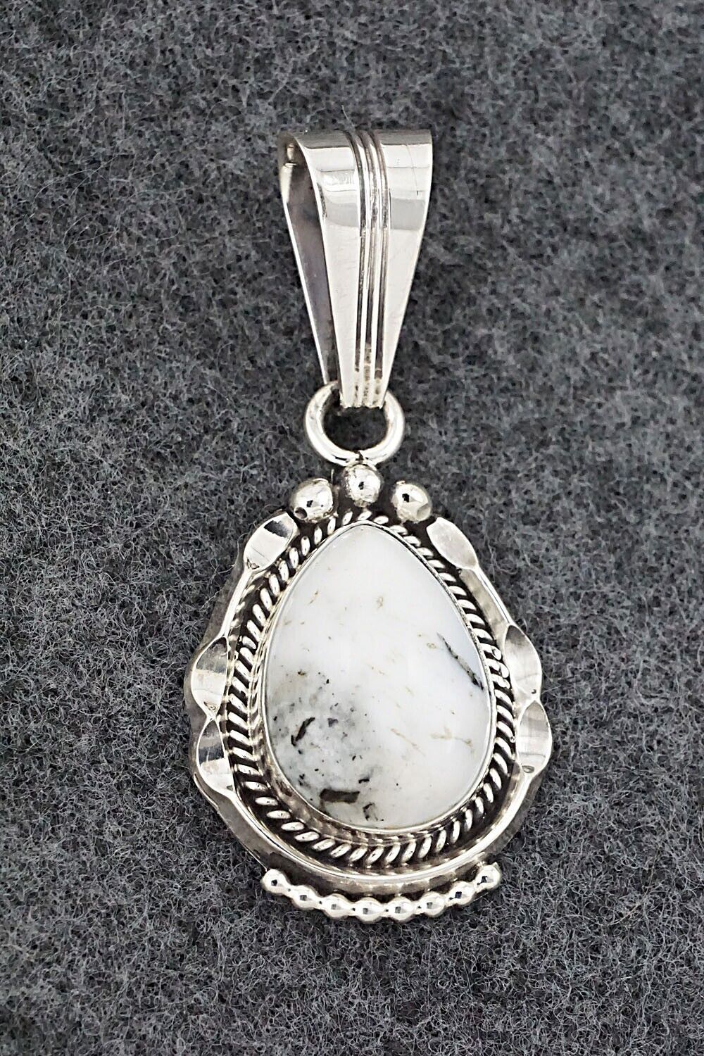 White Buffalo & Sterling Silver Pendant - Samuel Yellowhair