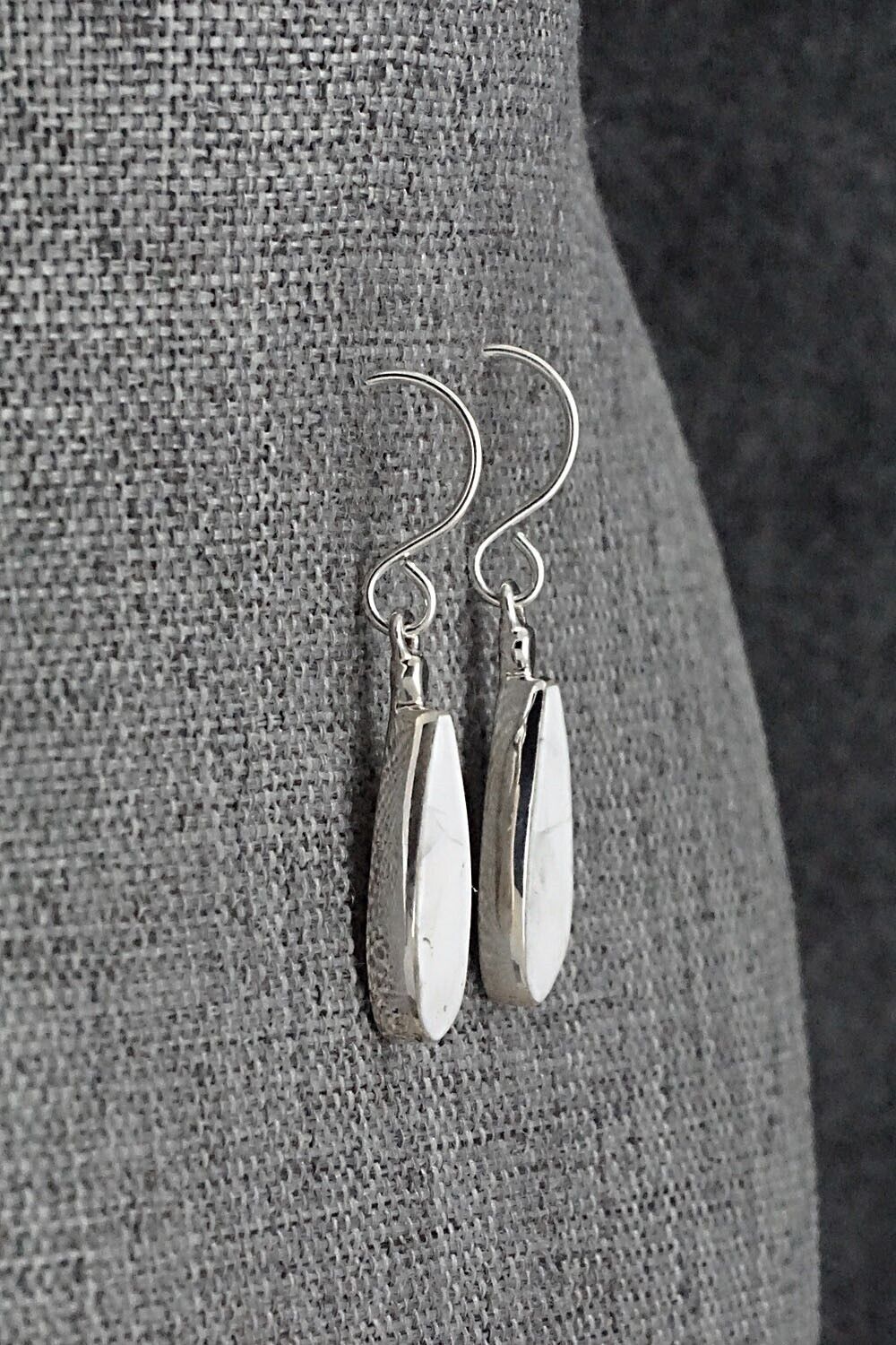 White Buffalo & Sterling Silver Earrings - Kenneth Bitsie