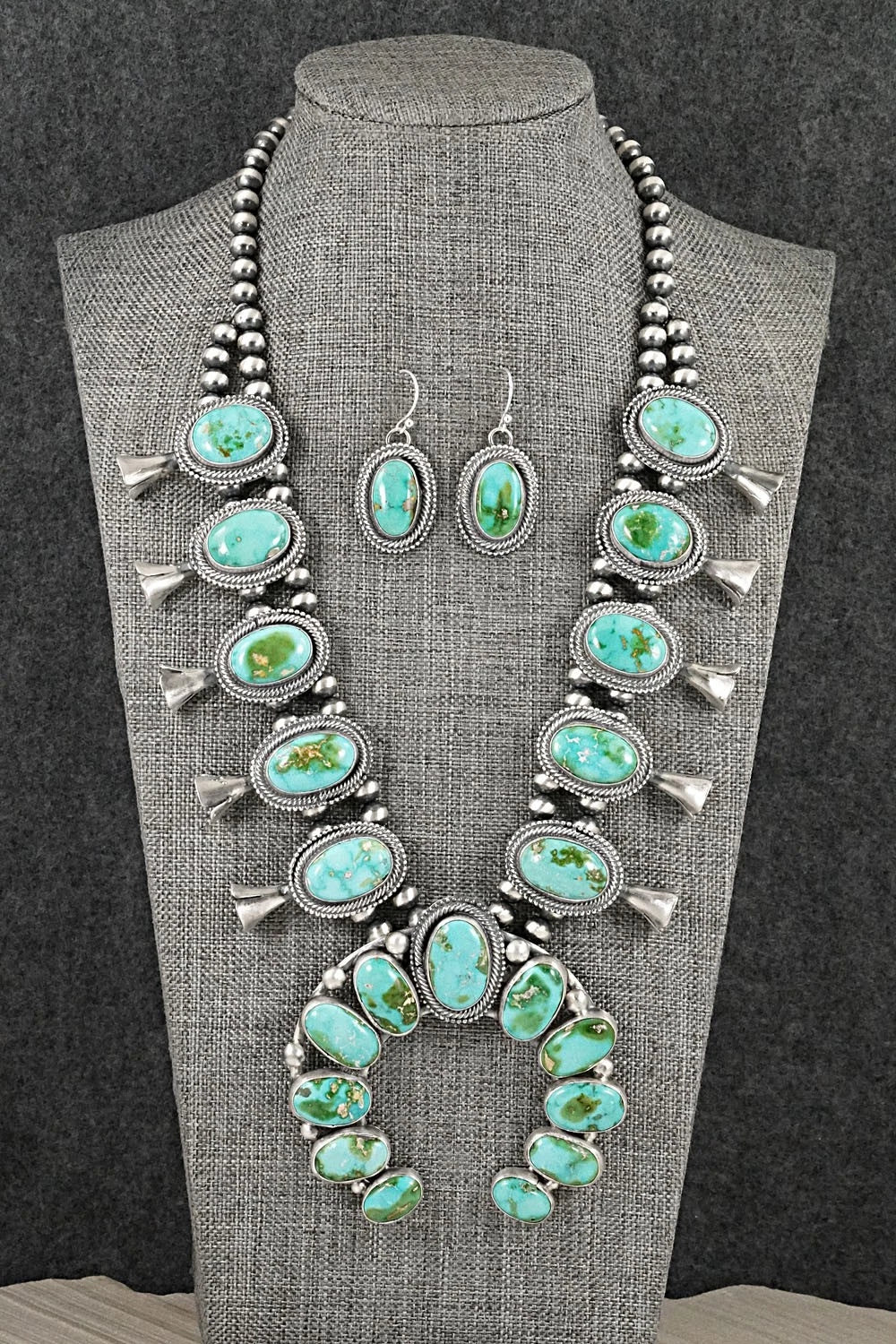 Turquoise & Sterling Silver Squash Blossom Set - Bobby Johnson