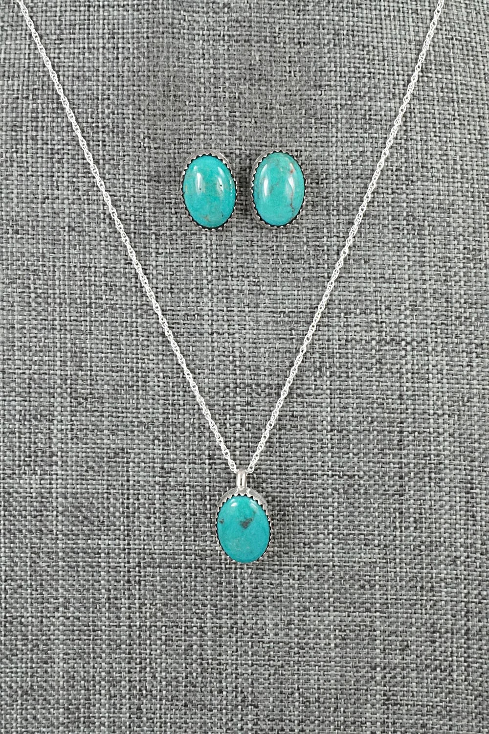 Turquoise & Sterling Silver Necklace Set - Murray Hannaweeka
