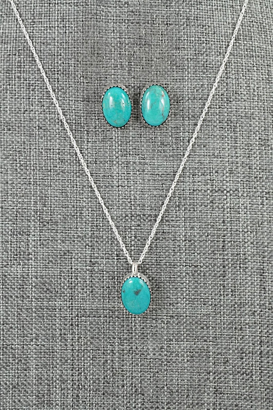 Turquoise & Sterling Silver Necklace Set - Murray Hannaweeka
