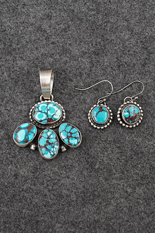 Turquoise & Sterling Silver Pendant and Earrings Set - Bobby Johnson