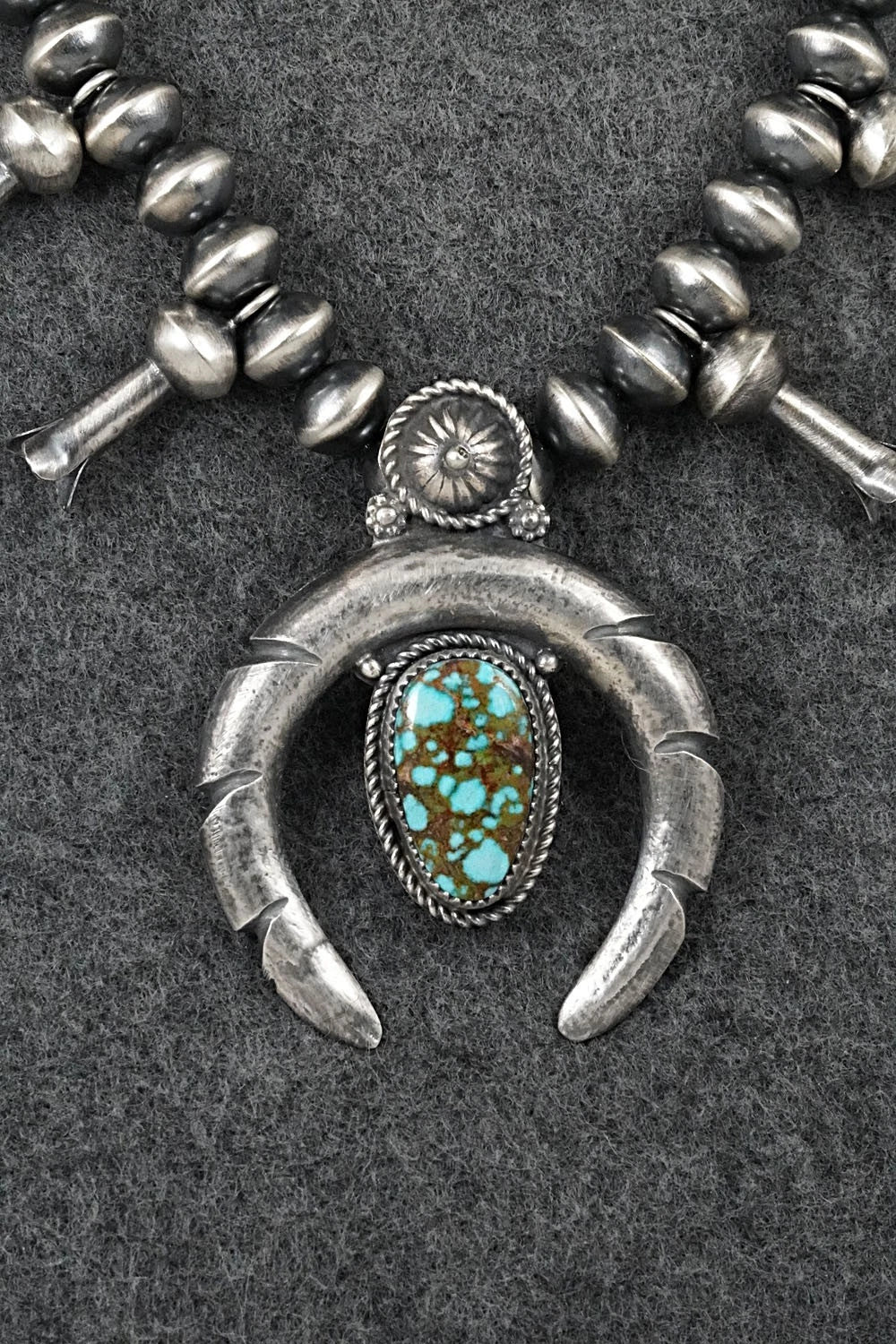 Turquoise & Sterling Silver Squash Blossom Necklace - Preston Haley