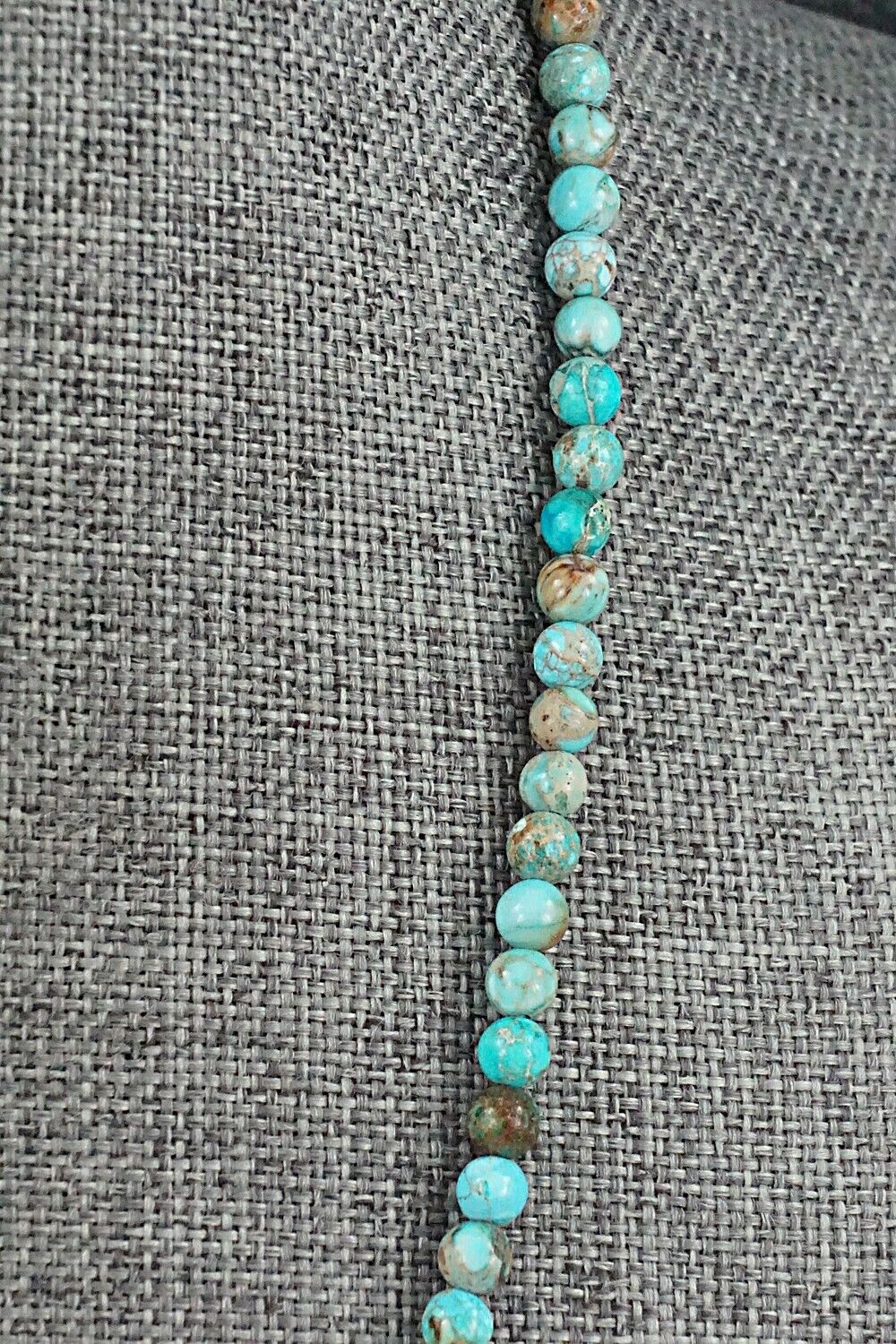 Turquoise, Shell & Sterling Silver Necklace 18" - Ramona Calavaza