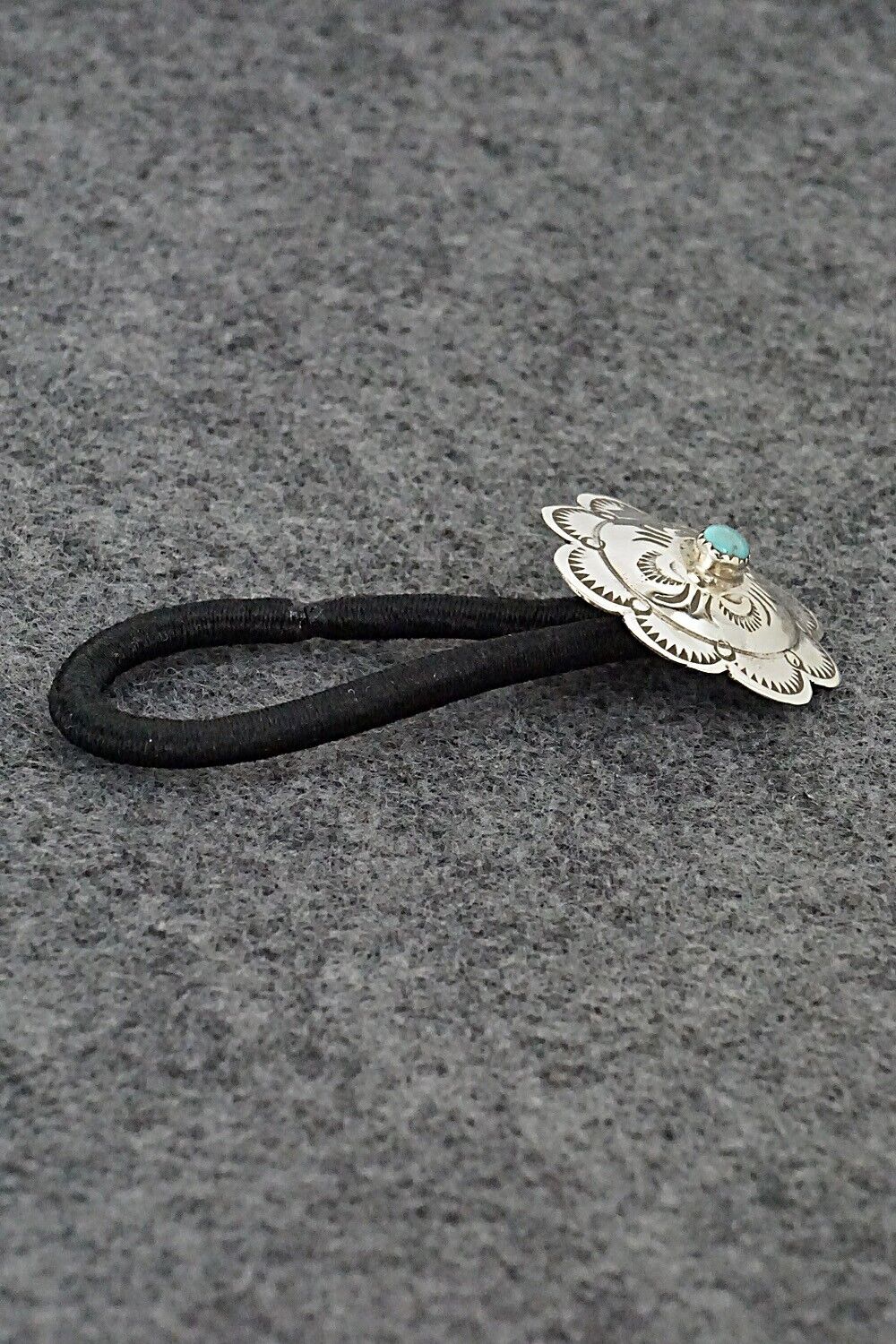 Turquoise & Sterling Silver Hair Tie - Bertha Begay