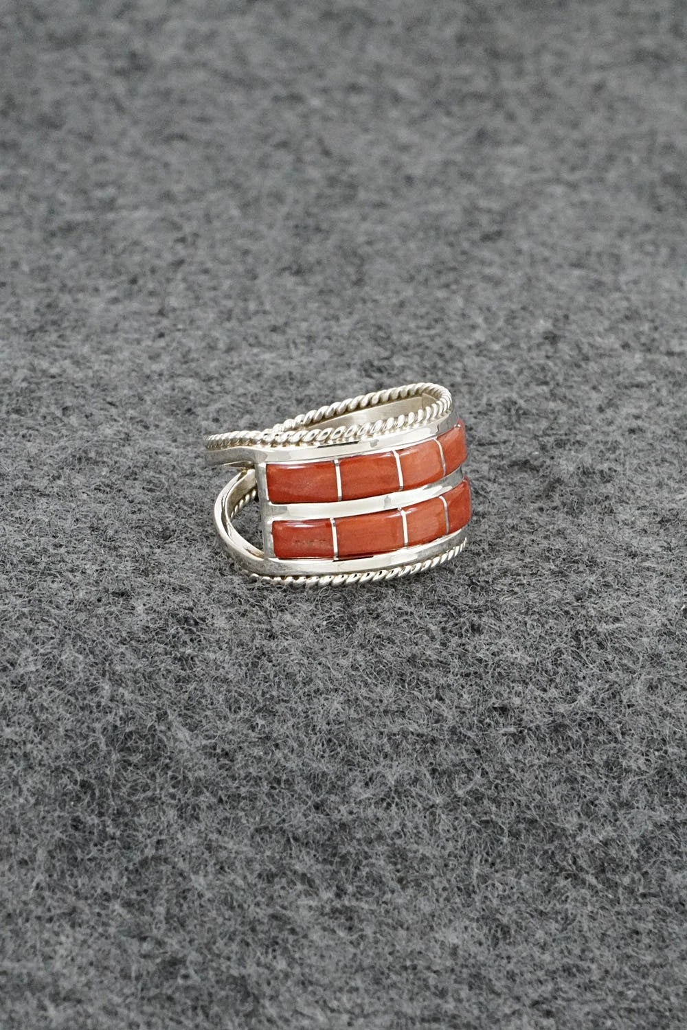 Coral and Sterling Silver Ring - Bruce Johnson - Size 7