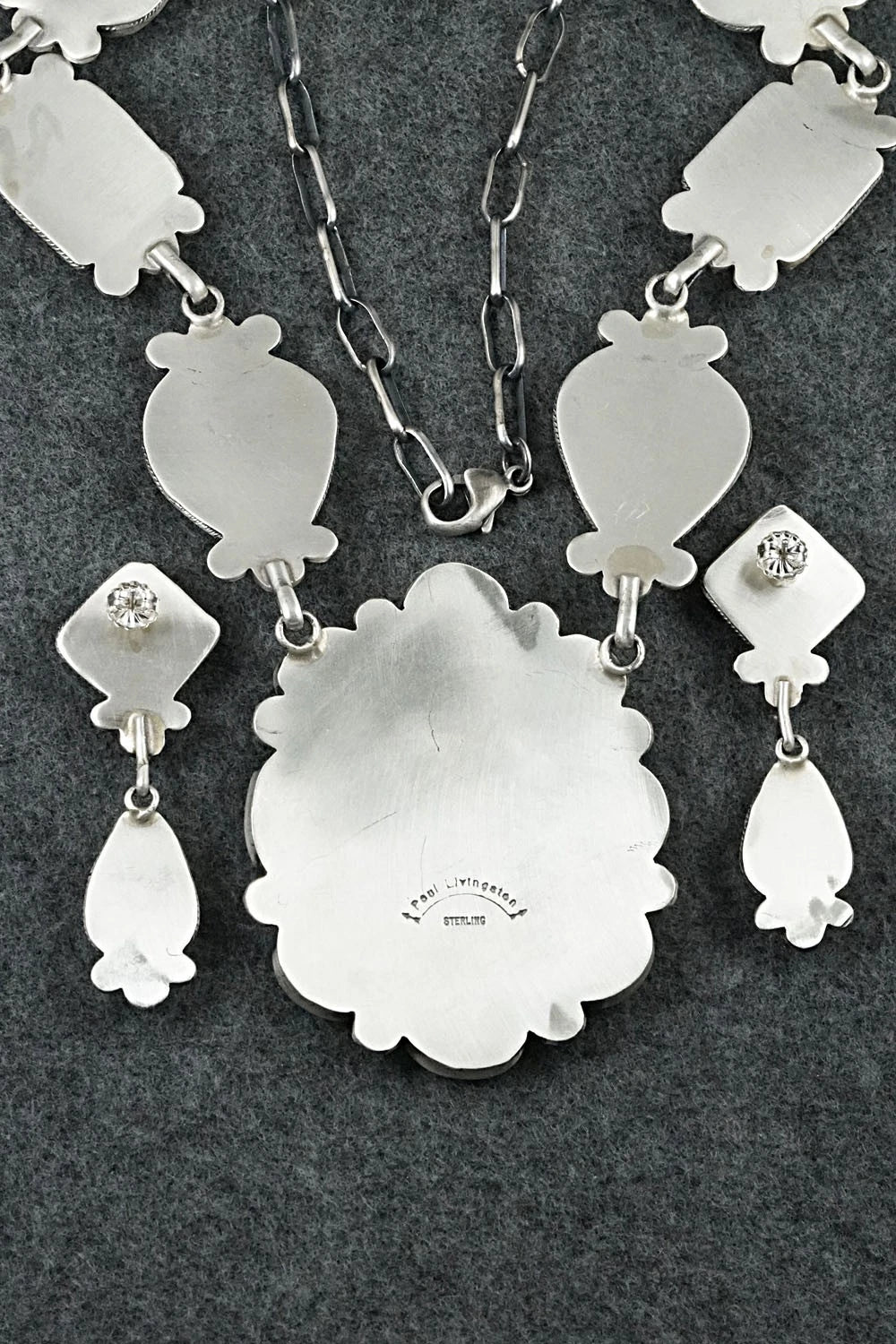 White Buffalo & Sterling Silver Necklace and Earrings Set - Paul Livingston
