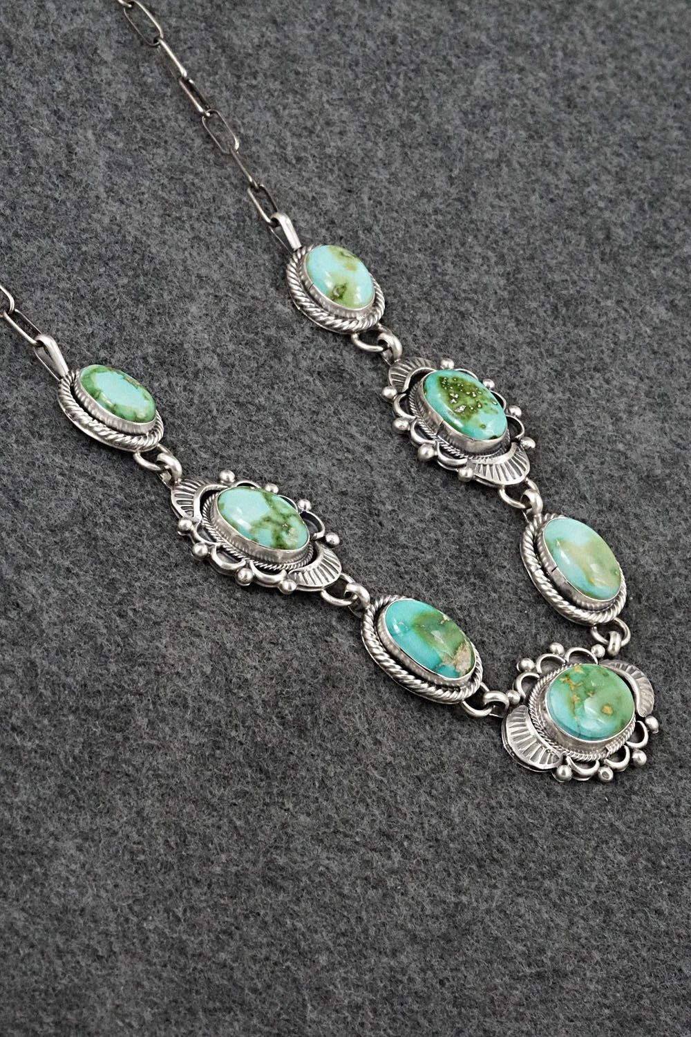 Turquoise & Sterling Silver Necklace and Earrings Set - Bobby Johnson