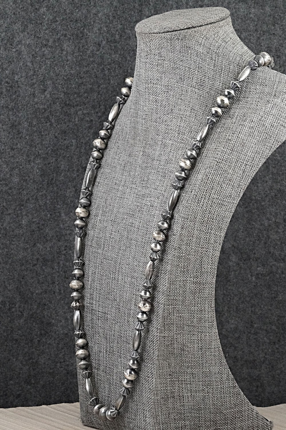 Sterling Silver Navajo Pearl Necklace 28" - Vintage