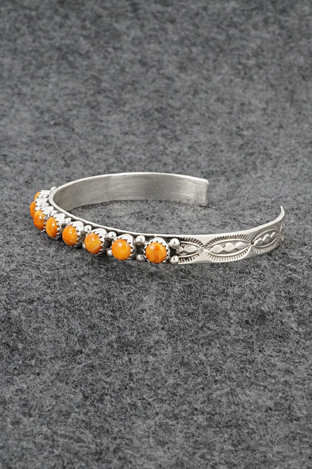 Spiny Oyster & Sterling Silver Bracelet - Gaynell Parker