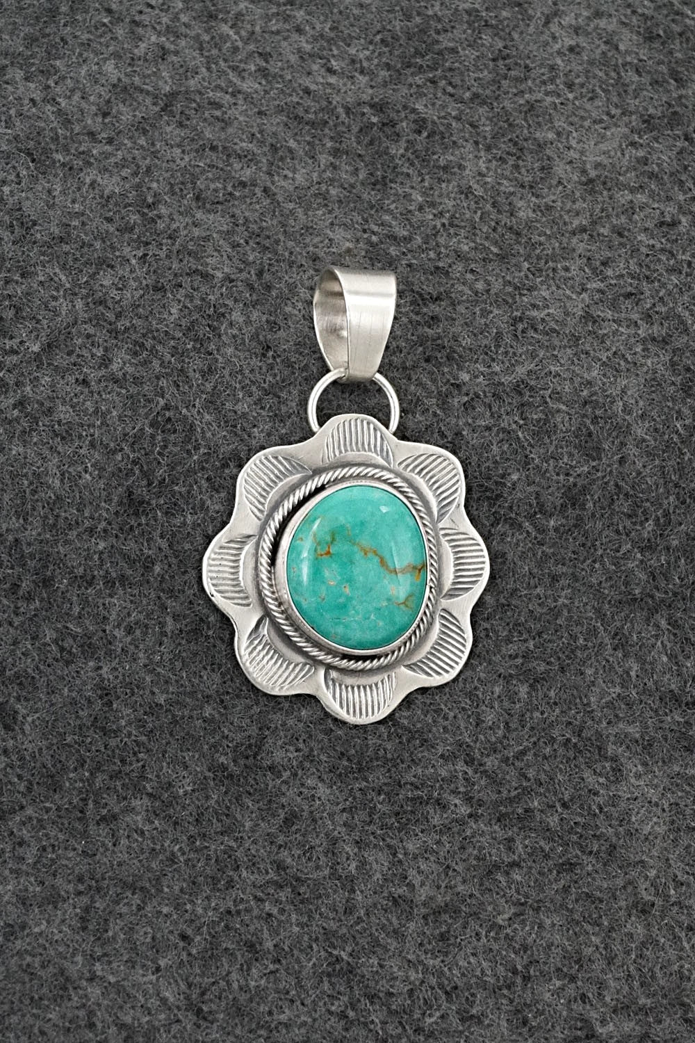 Turquoise & Sterling Silver Pendant - Cordell Platero