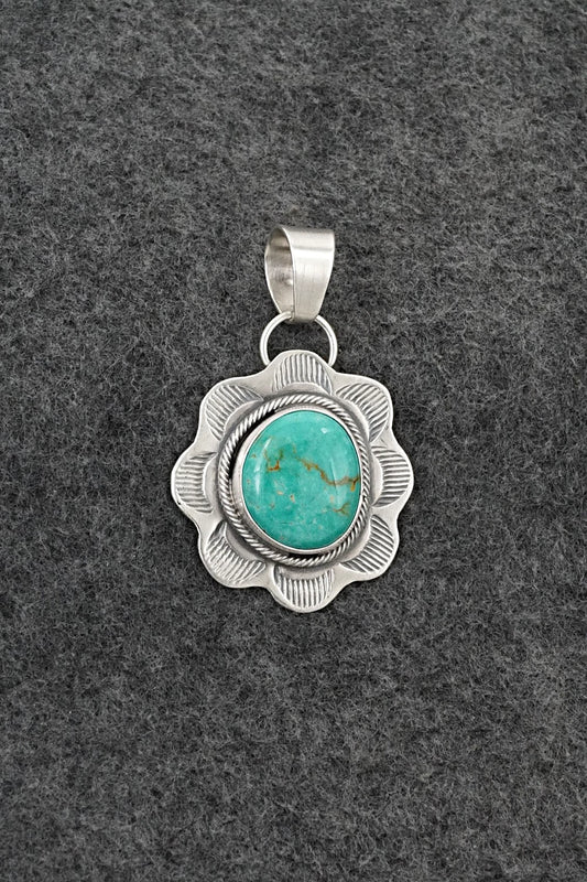 Turquoise & Sterling Silver Pendant - Cordell Platero