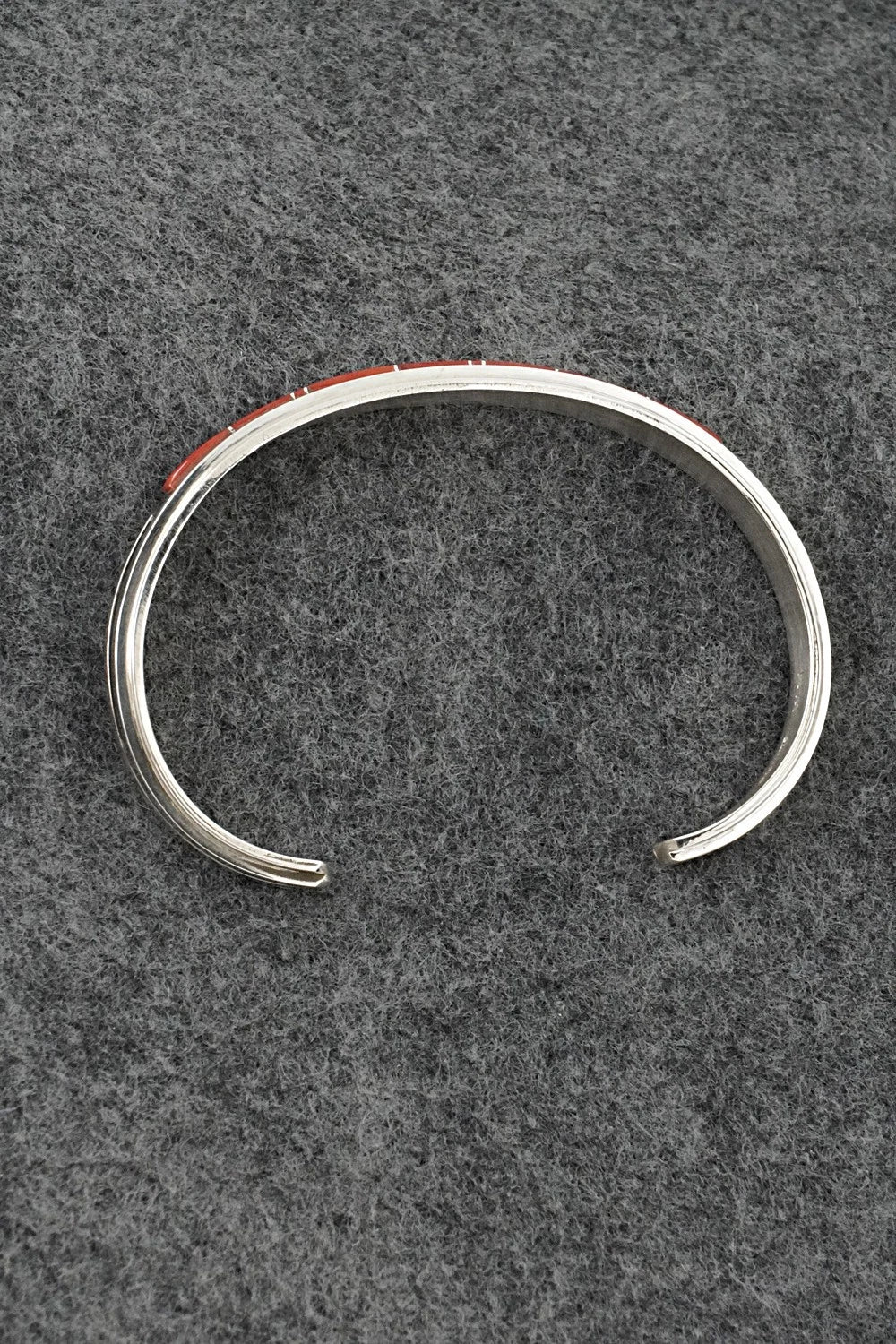 Coral Inlay & Sterling Silver Bracelet - Wilbert Muskett