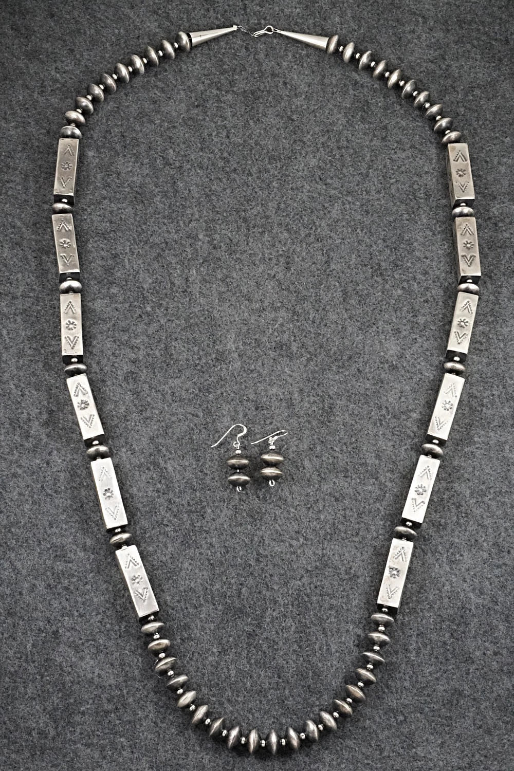 Sterling Silver Navajo Pearl Necklace & Earrings Set - Shelby Montoya