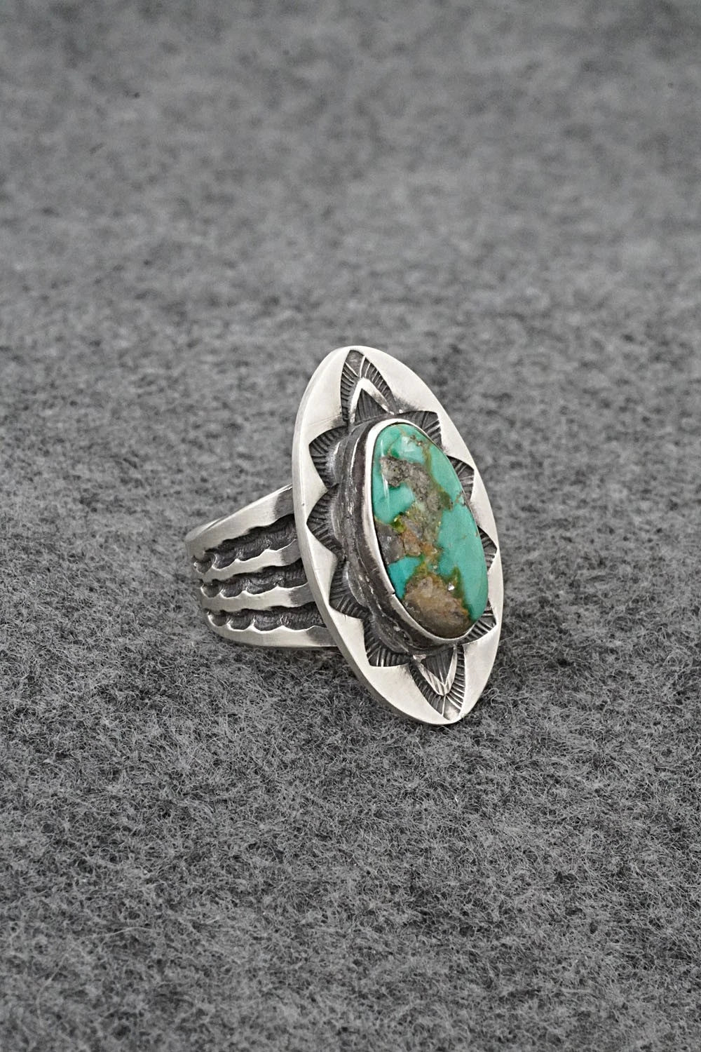 Turquoise & Sterling Silver Ring - Calvin Martinez - Size 8