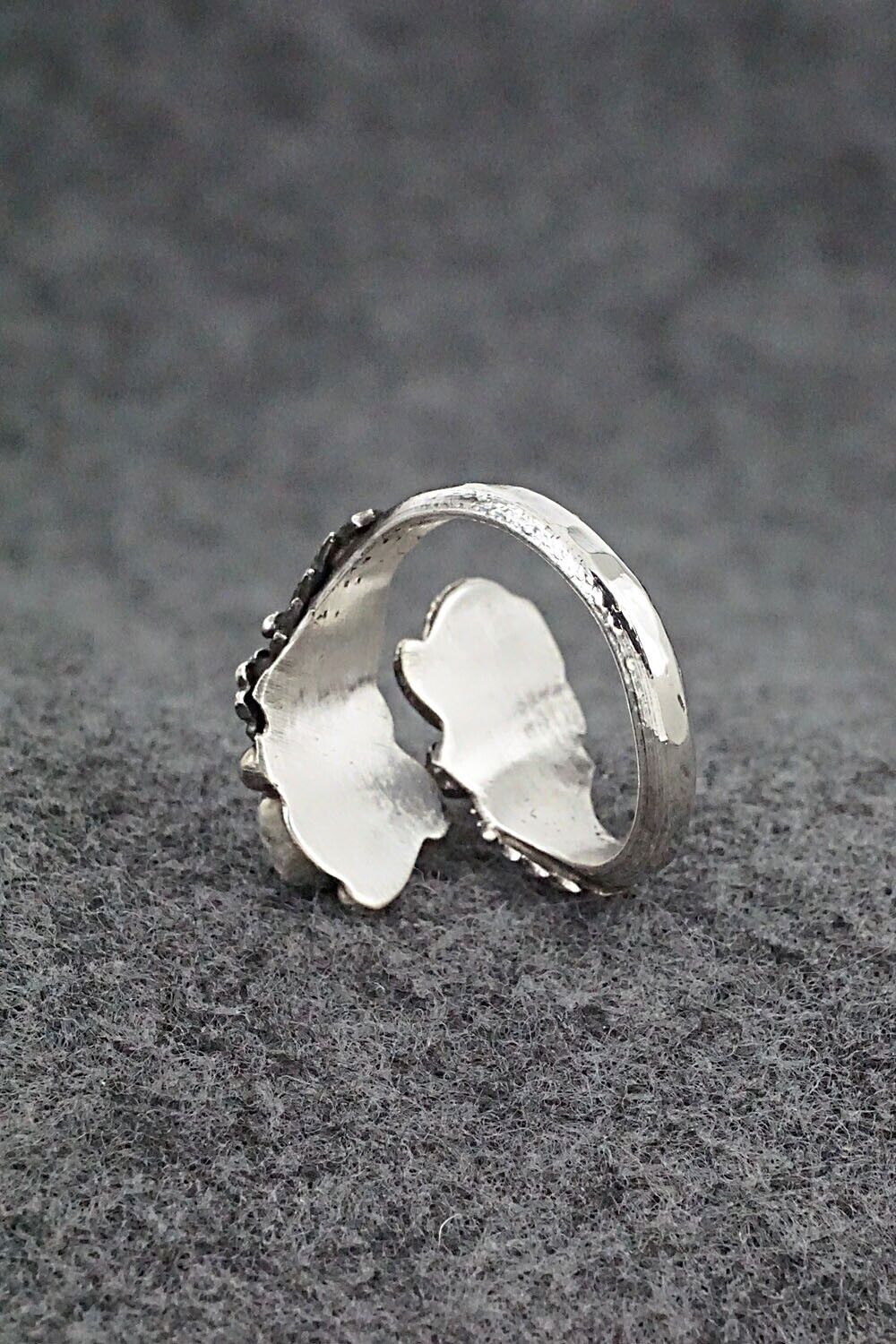 Turquoise, Coral & Sterling Silver Ring - Etta Belin - Size 8.5