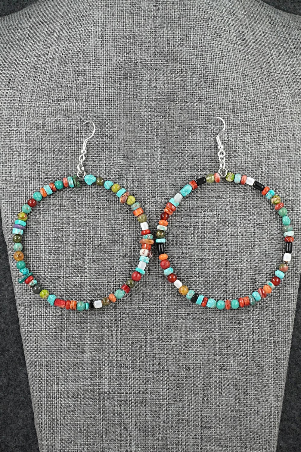 Multi-Stone & Sterling Silver Earrings - Helen Tsosie