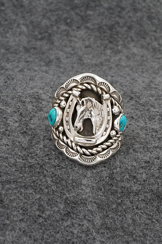 Turquoise & Sterling Silver Ring - Melvin Jones - Size 11