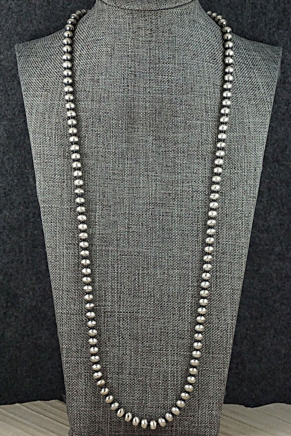 Sterling Silver Navajo Pearl Necklace 60" - Bryannen Halwood