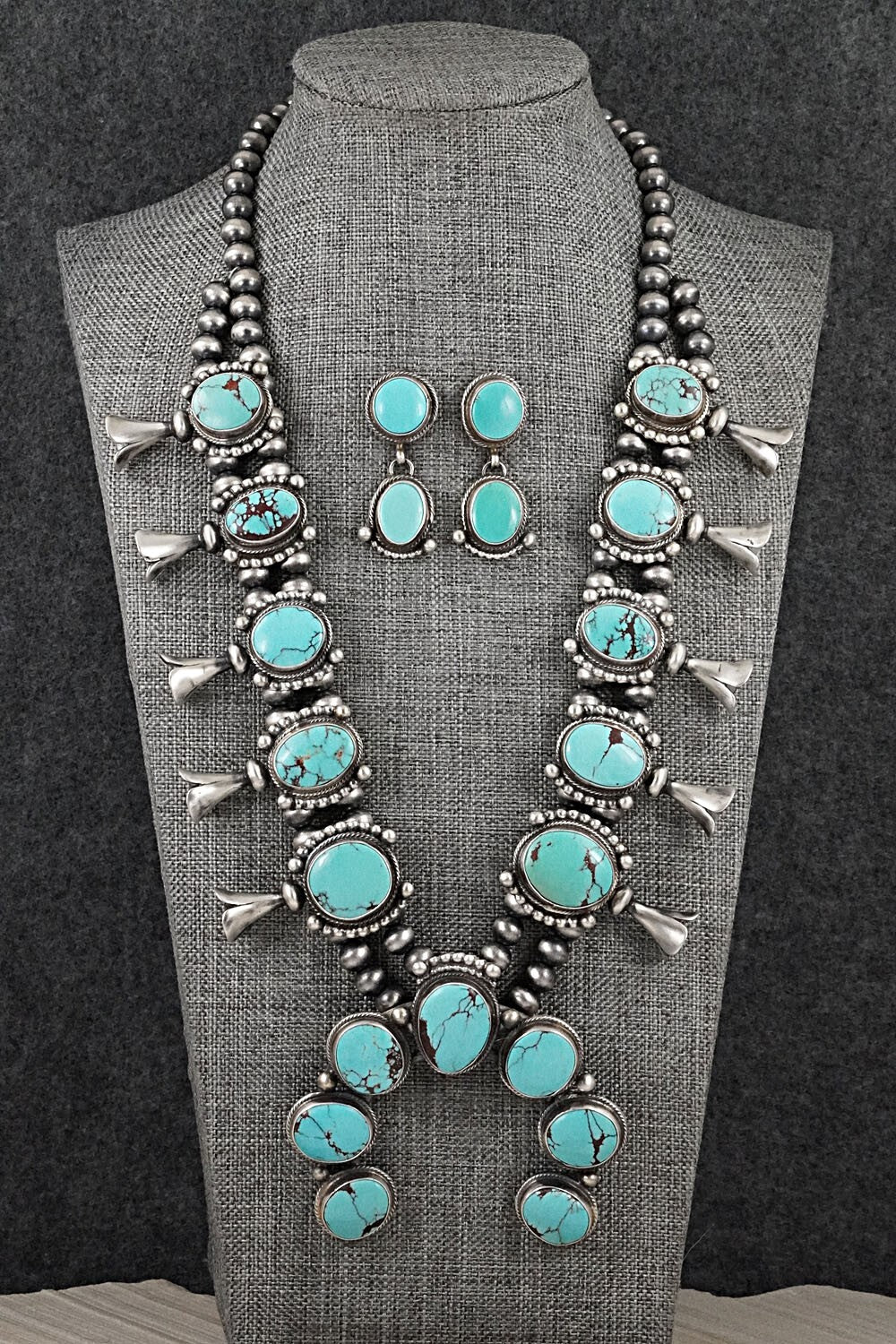 Turquoise & Sterling Silver Squash Blossom Set - Kathleen Chavez