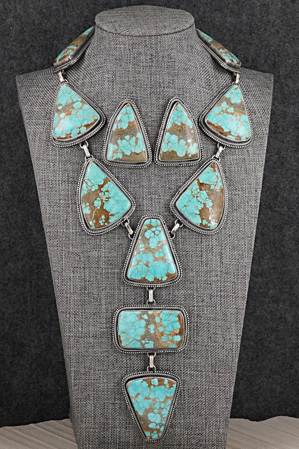 Turquoise & Sterling Silver Necklace and Earrings Set - Paul Livingston