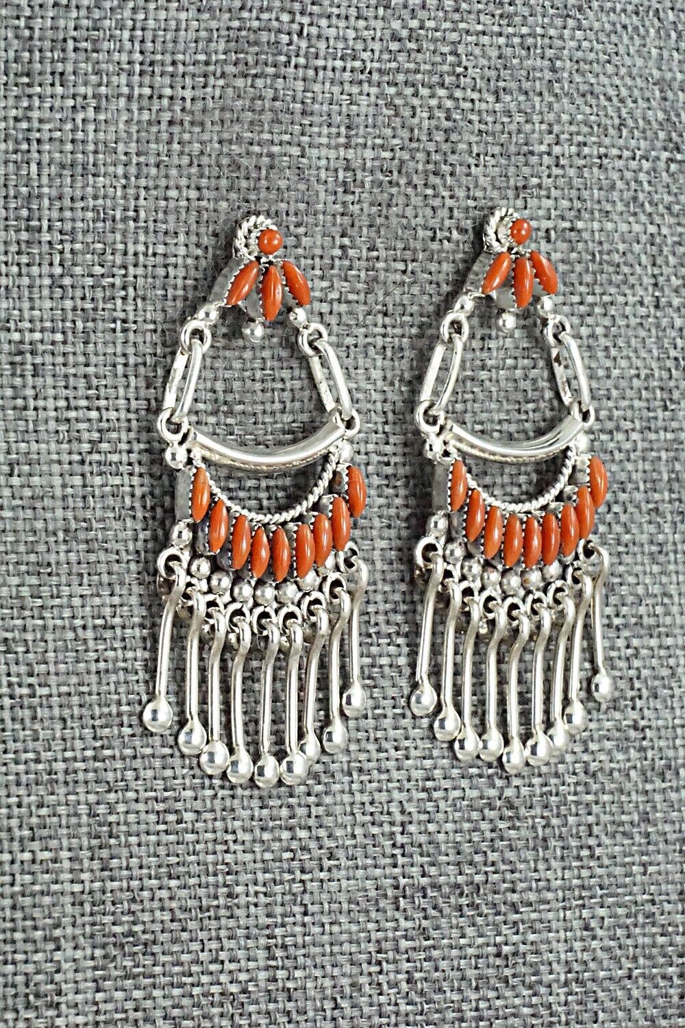 Coral & Sterling Silver Earrings - Stewart Natewa