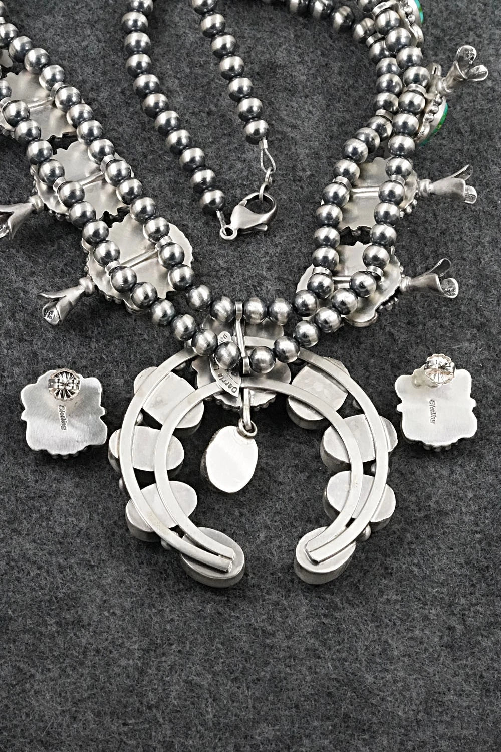 Turquoise & Sterling Silver Squash Blossom Set - Darrin Livingston