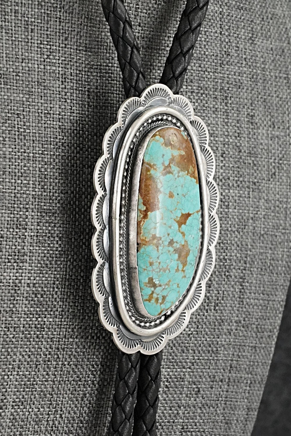 Turquoise & Sterling Silver Bolo Tie - Bobby Johnson