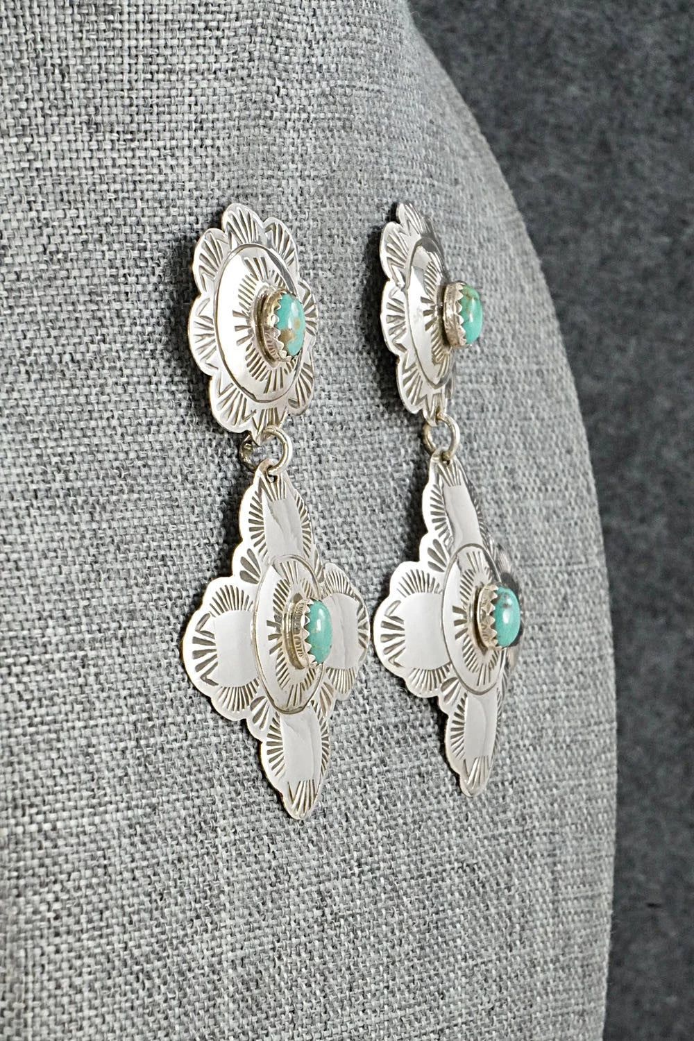 Turquoise & Sterling Silver Earrings - Bertha Begay