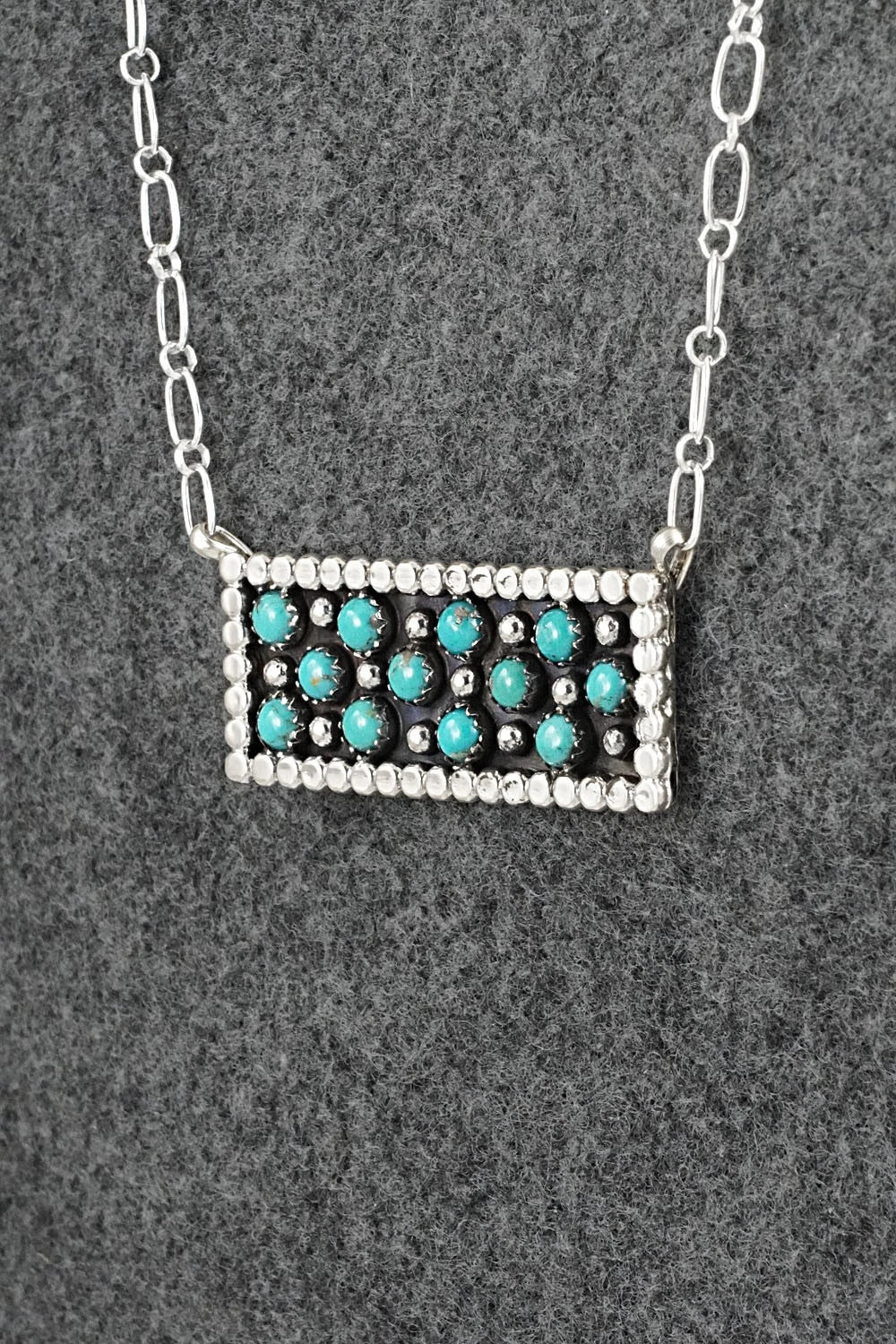 Turquoise & Sterling Silver Necklace - Kenny Lonjose