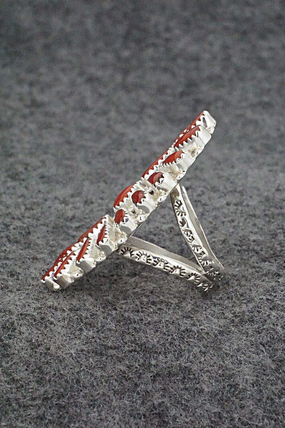 Coral & Sterling Silver Ring - Donovan Wilson - Size 8.5