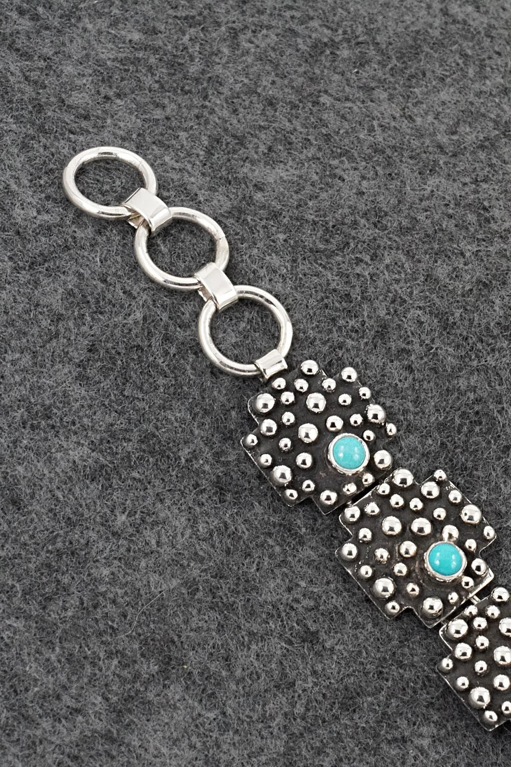 Turquoise & Sterling Silver Link Bracelet - Raymond Coriz