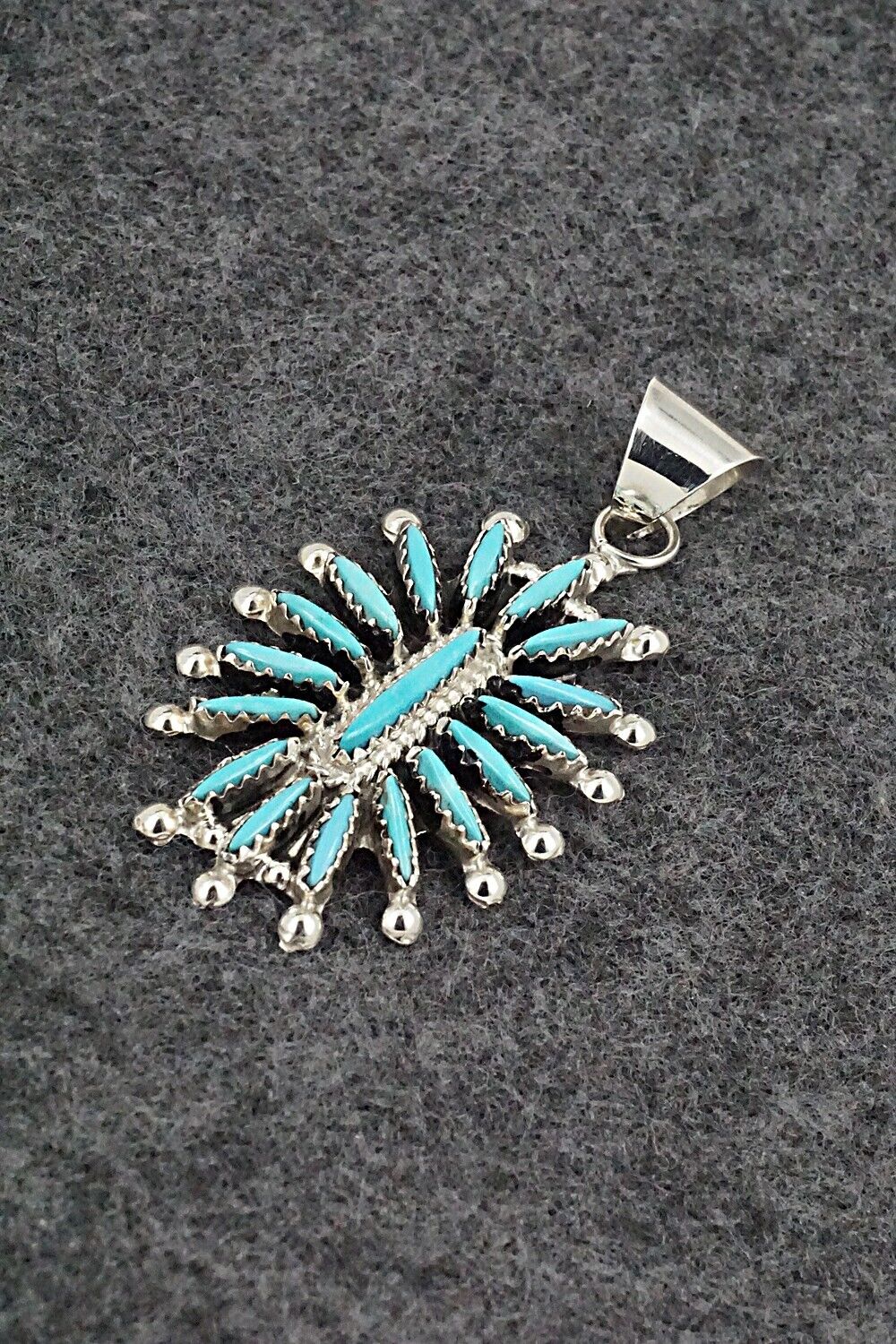 Turquoise & Sterling Silver Pendant - Jack Etsate