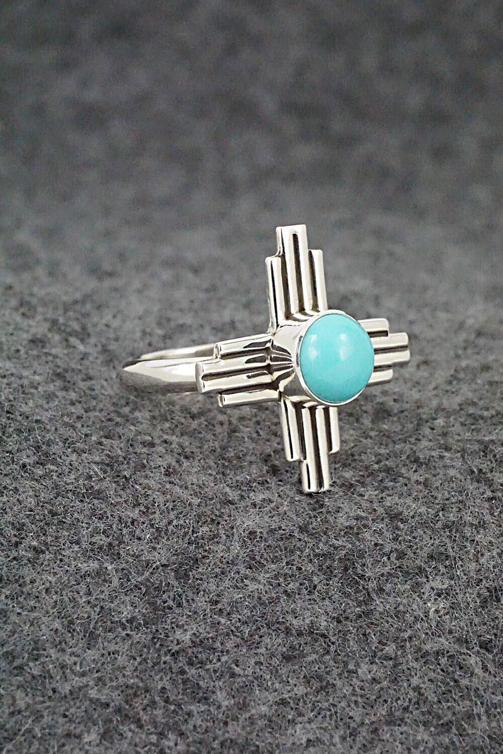 Turquoise and Sterling Silver Ring - Raymond Coriz - Size 7.25