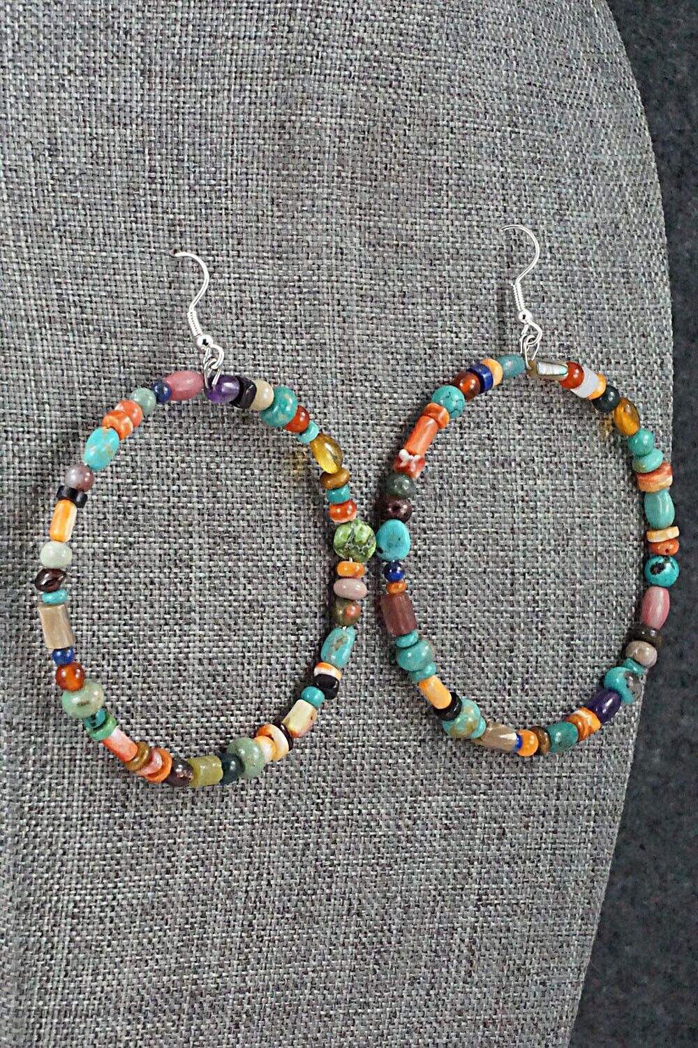 Multi-Stone & Sterling Silver Earrings - Helen Tsosie