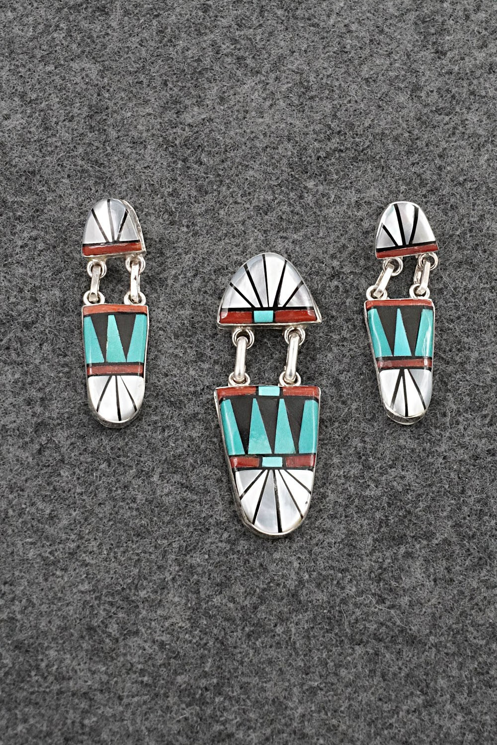 Multi-Stone & Sterling Silver Pendant and Earrings Set - Ola Eriacho
