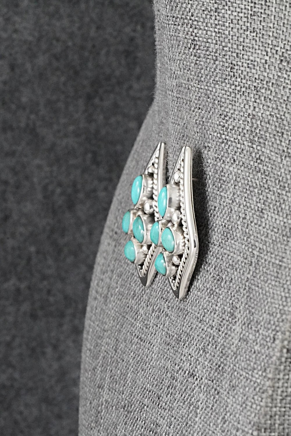 Turquoise & Sterling Silver Earrings - Chester Charley