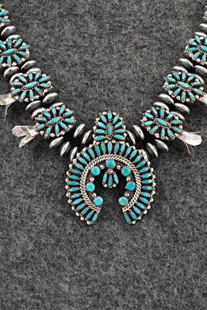 Turquoise & Sterling Silver Mini Squash Blossom Set - Lorena Peina