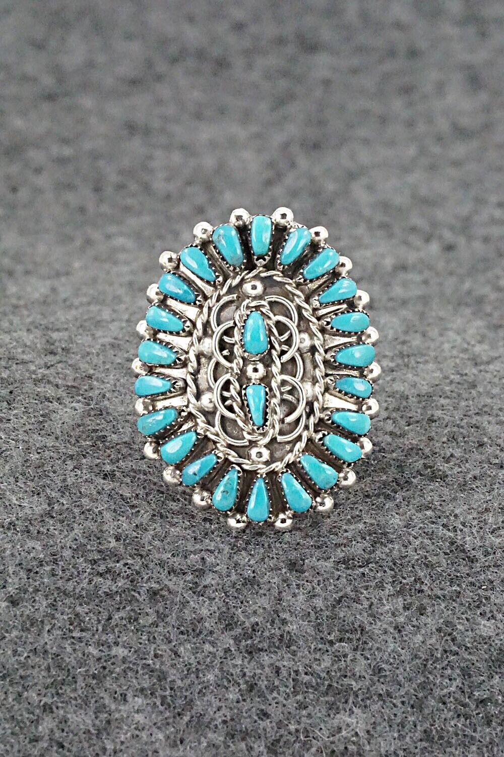 Turquoise & Sterling Silver Ring - Milburn Dishta - Size 9