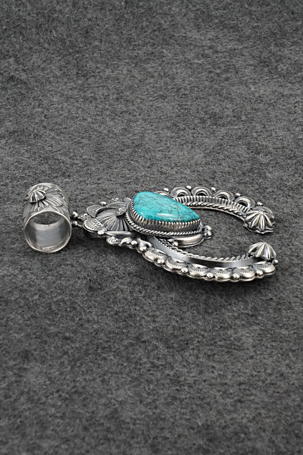 Turquoise & Sterling Silver Naja Pendant - Delbert Gordon