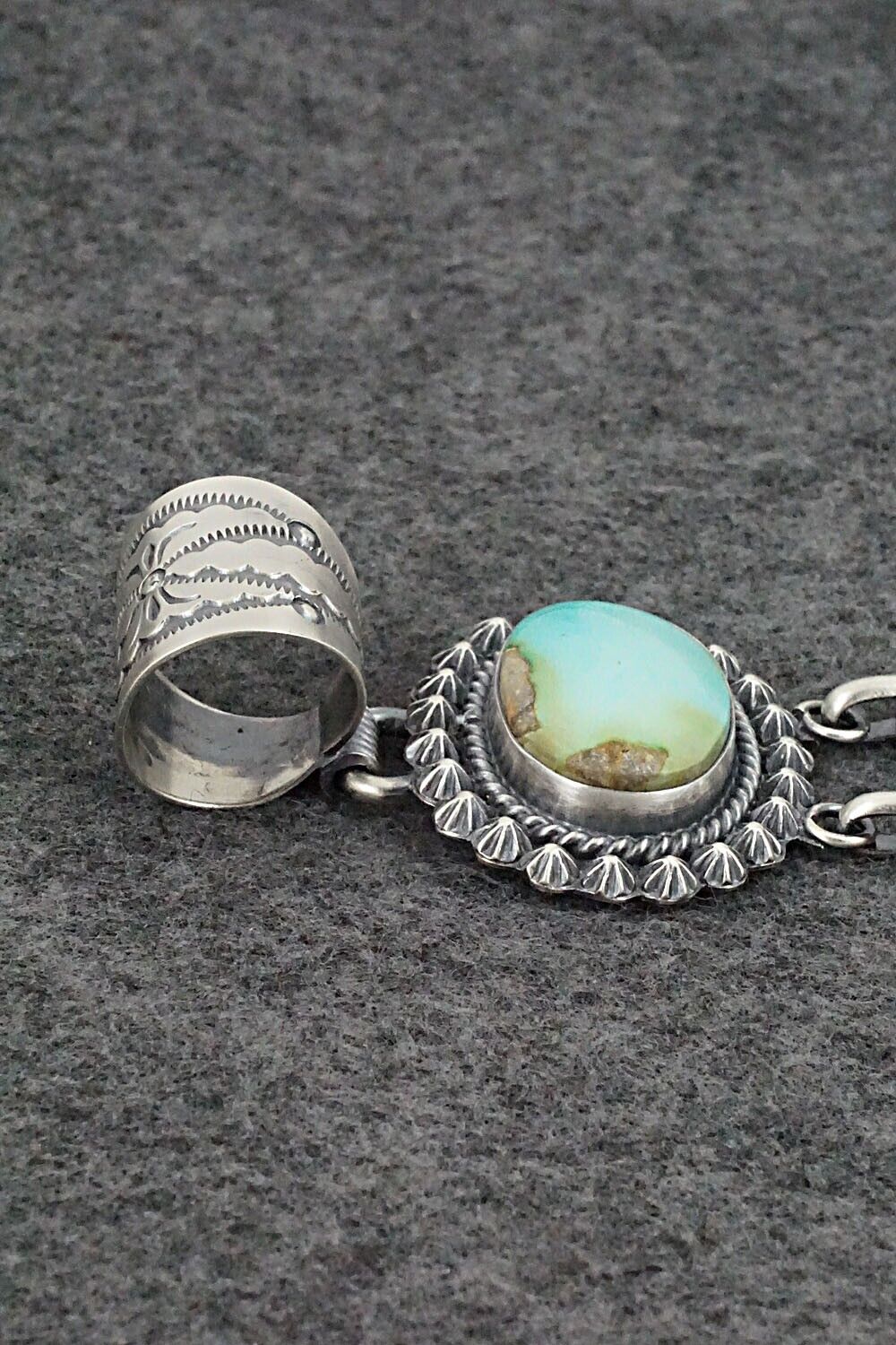 Turquoise & Sterling Silver Pendant - Raymond Delgarito