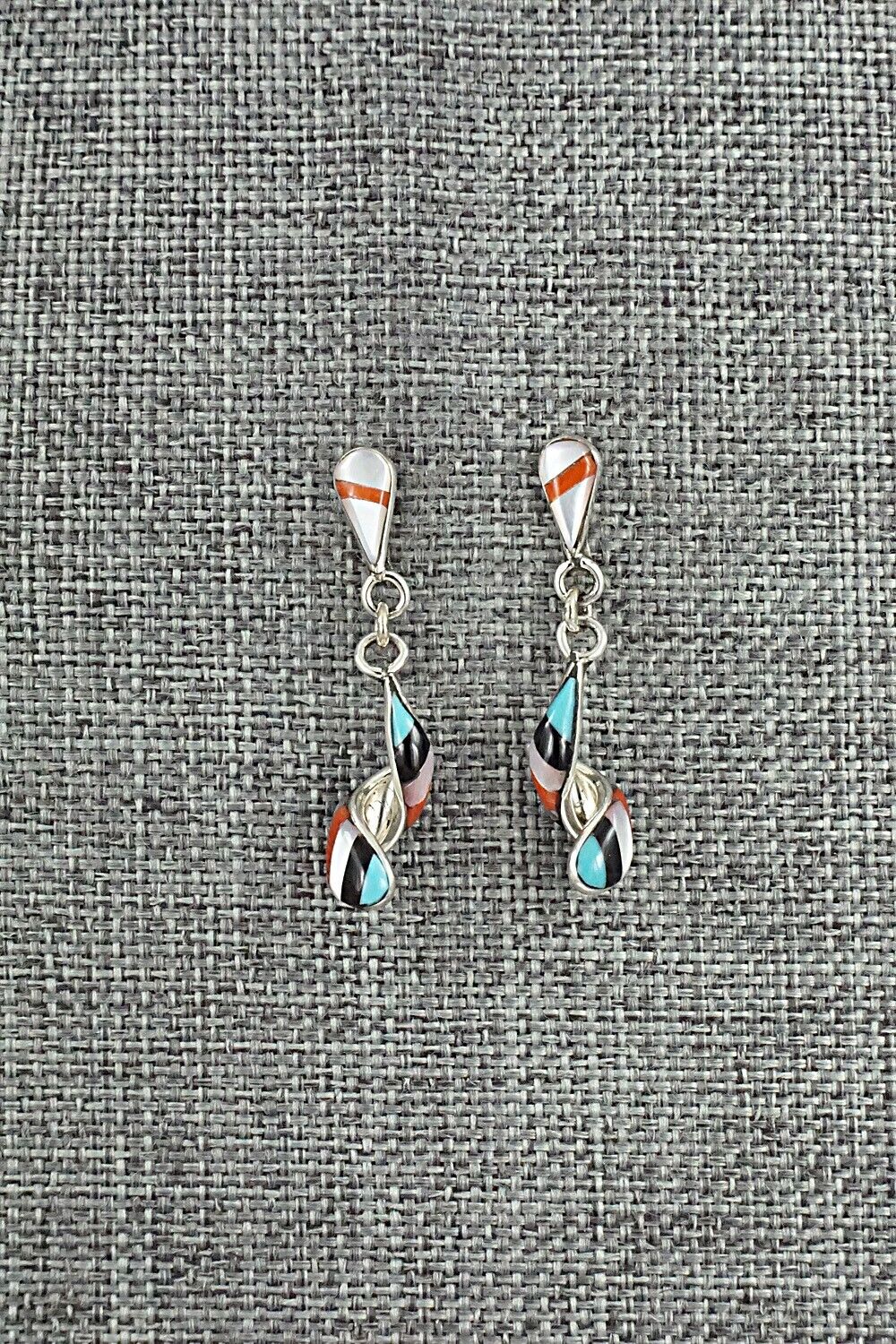 Multi-Stone & Sterling Silver Inlay Earrings - Idella Edaakie