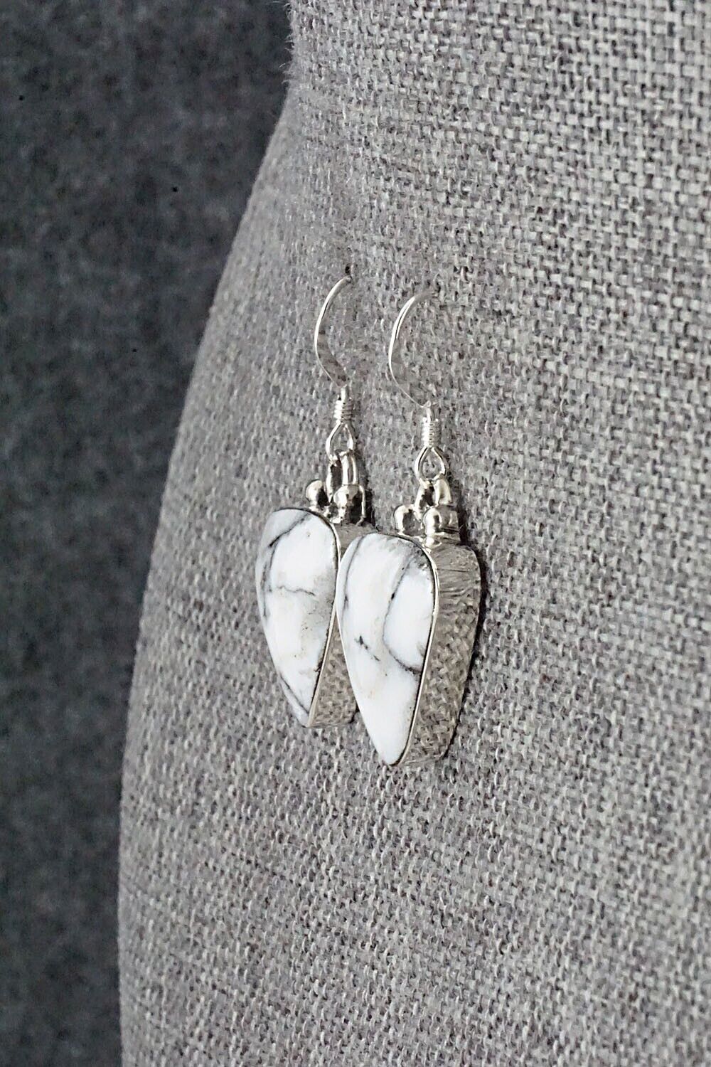 White Buffalo & Sterling Silver Earrings - David Lopez