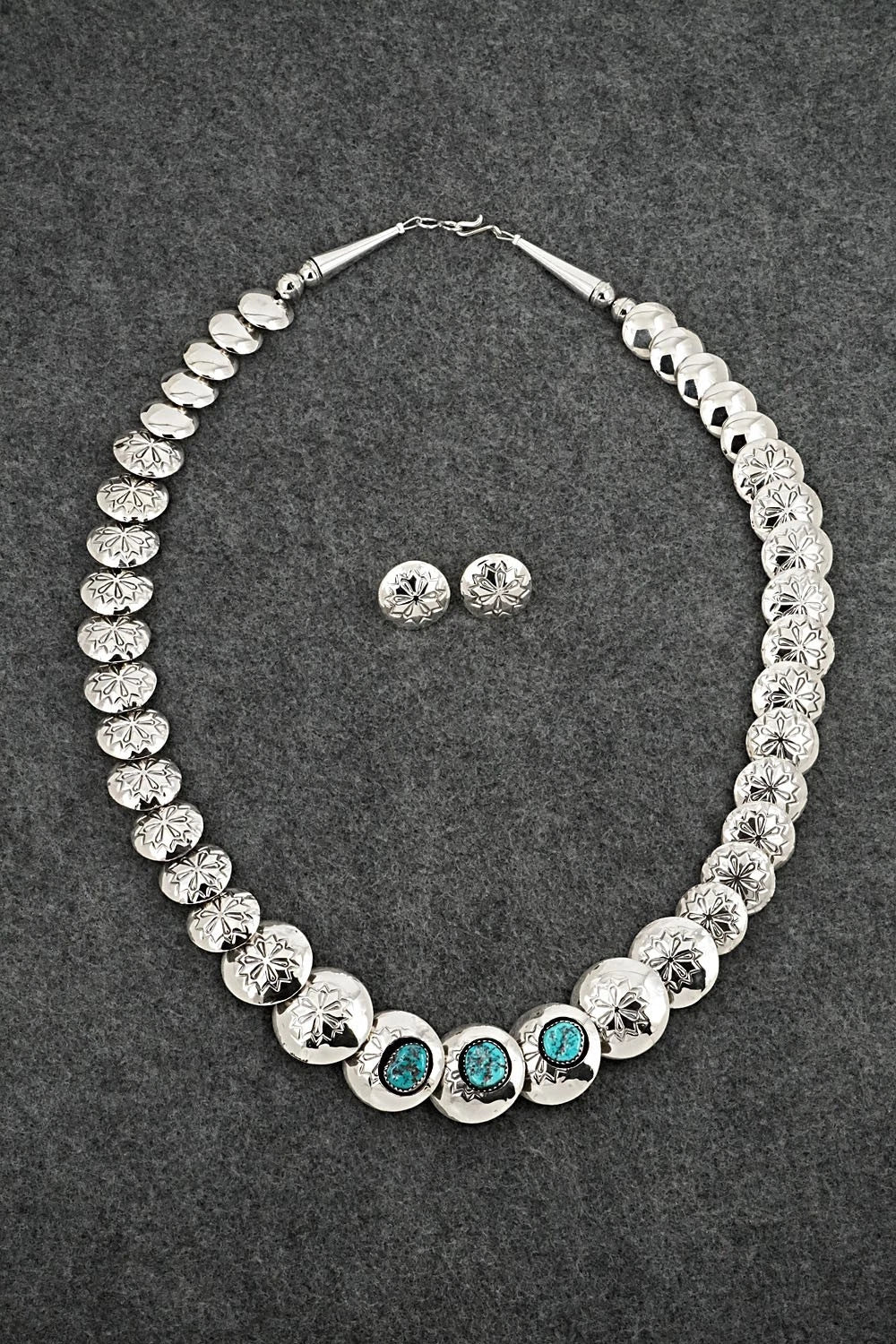 Turquoise & Sterling Silver Necklace and Earrings Set - Tim Thompson