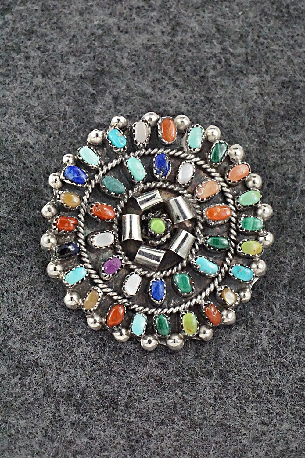 Multi-Stone & Sterling Silver Pendant/Pin - Lorencita Walela