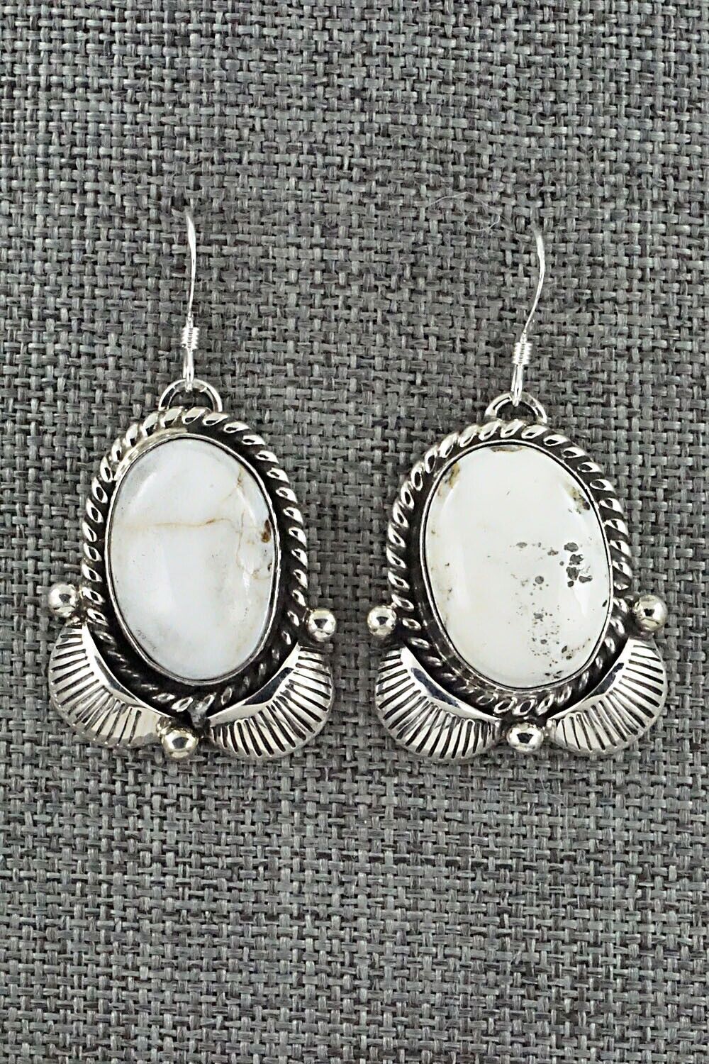 White Buffalo & Sterling Silver Squash Blossom Set - Vernon Johnson