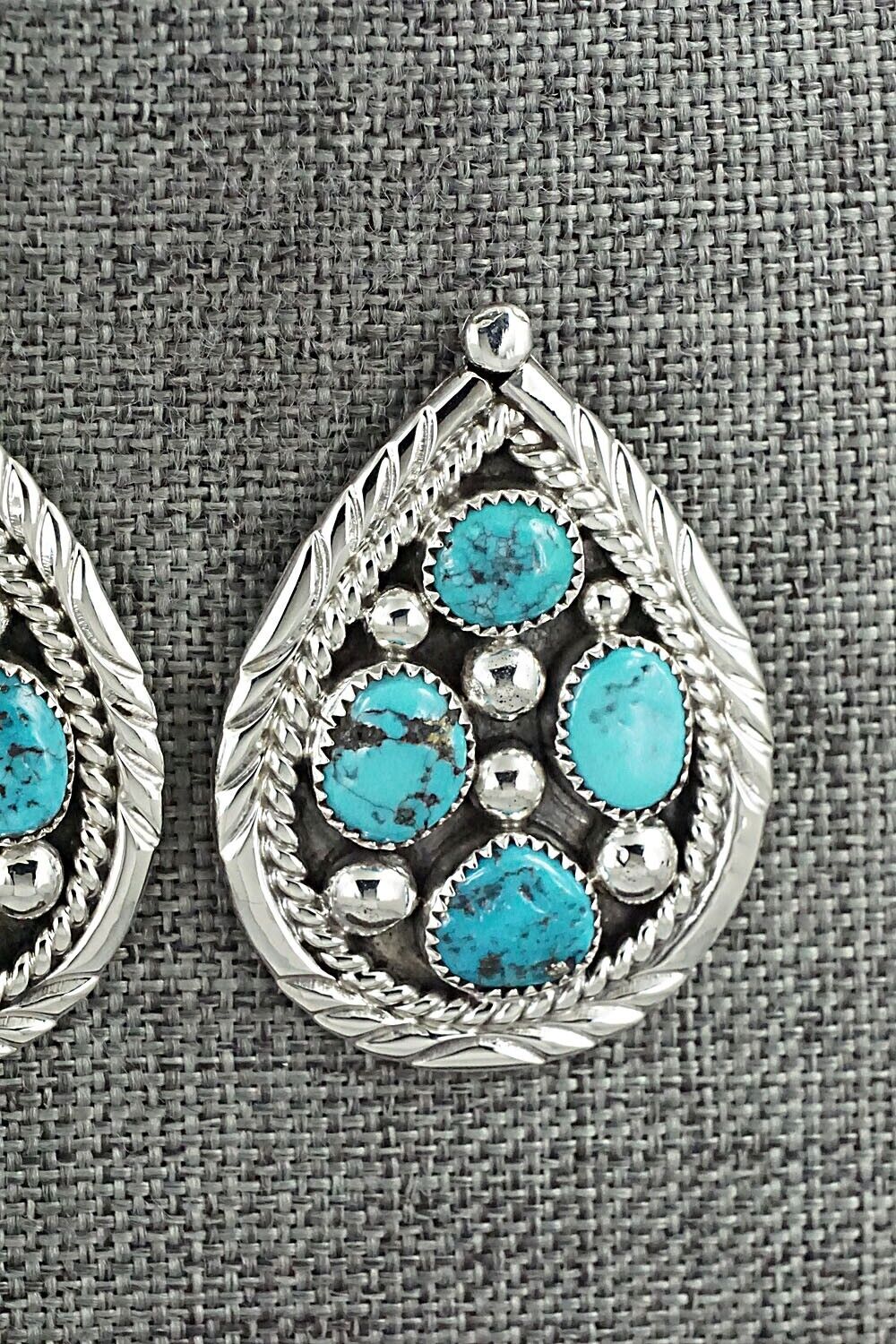 Turquoise & Sterling Silver Earrings - Chester Charley
