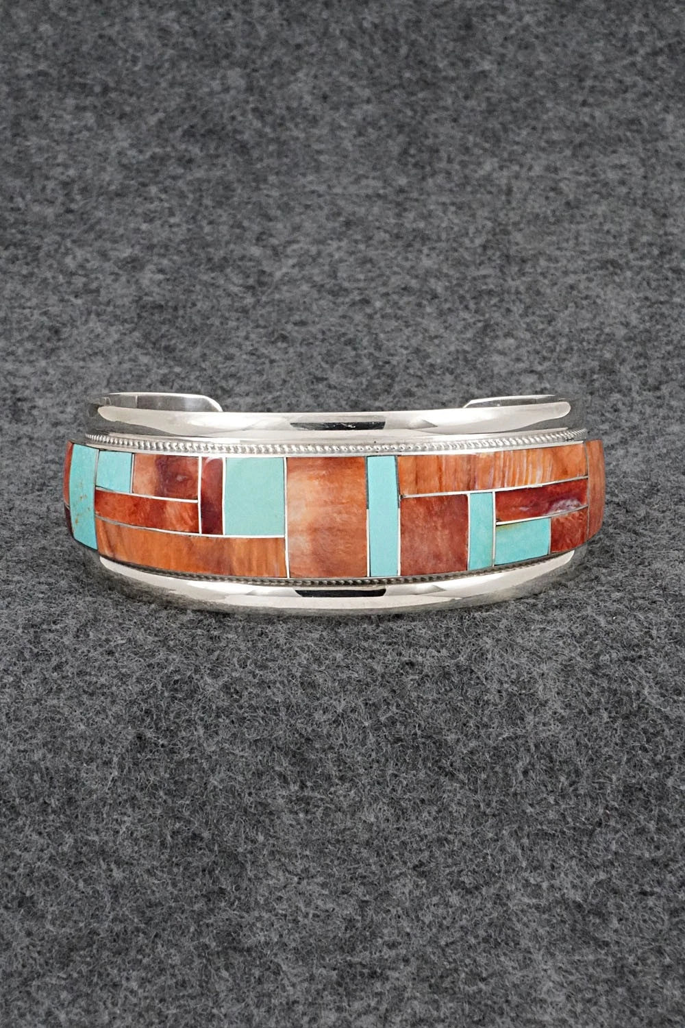 Turquoise, Spiny Oyster & Sterling Silver Bracelet - Glendora Booqua